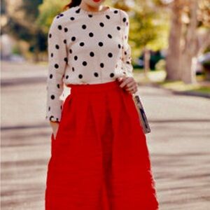 French Girl Chic Cream Cashmere Polka Dot Sweater Medium